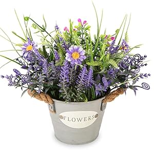 Fake Plants Purple Lavender Flowers in Pot 10 Tall Faux Artificial Potted Plant Greenery for Home Office Patio Coffee Table Farmhouse Aesthetic Bedroom Bathroom Decor