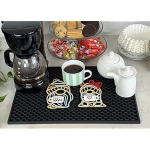 Coffee Bar Mat for Countertop Large 18×12 Gnome Coffee Mat Kitchen Decor and Accessories Coffee Bar Sign Durable Coffee Sign Kitchen Mat Coffee Bar Accessories Coffee Signs for Coffee Station