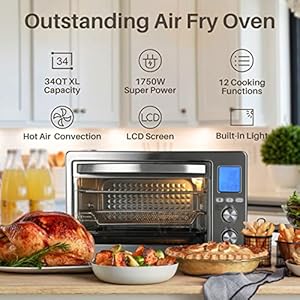   Air-Fryer-Oven-Combo-34QT-Extra-Large-1750W-Toaster-12-Pizza-Convection-Countertop-12-in-1-Large-Rotisserie-With-4-Accessories-Stainless-Steel-Silver