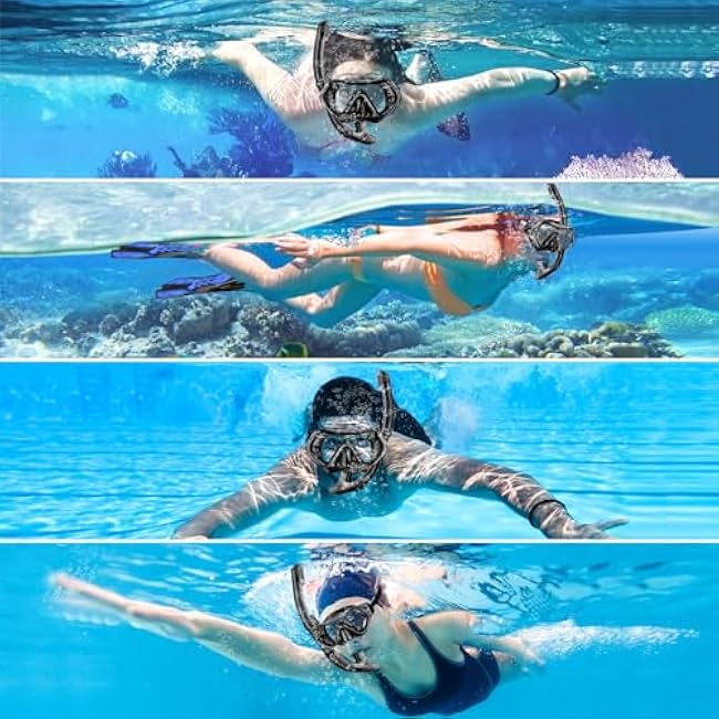 Snorkeling Gear for Adults, Dry-Top Snorkel Set Scuba Diving mask, 180¡ãPanoramic Wide View Professional Snorkeling Gear Breathing Freely Snorkel Mask