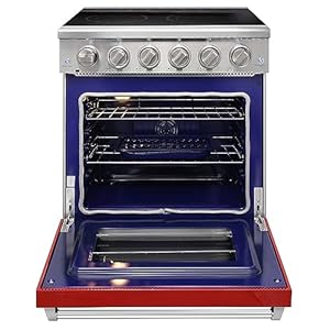   30-inch-Professional-Electric-Range-with-5-Heating-Elements-Cooktop-455-Cu-Ft-Convection-Oven-Capacity-Smooth-Glass-Top-in-Stainless-Steel-KOS-30RE06H-Red