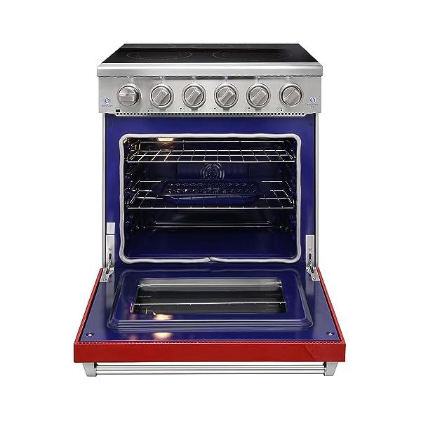   30-inch-Professional-Electric-Range-with-5-Heating-Elements-Cooktop-455-Cu-Ft-Convection-Oven-Capacity-Smooth-Glass-Top-in-Stainless-Steel-KOS-30RE06H-Red