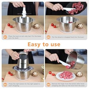 Food Processors, Electric food Chopper, Meat Grinder with 2 Bowls (8 Cup+5 Cup),400W Copper Motor - 3 Bi-Level Blades for Meat,Vegetables,Onion, Garlic, Salad, Baby Food, Nuts, Ice Cube Food Processors Electric food Chopper Meat Grinder with 2 Bowls 8 Cup5 Cup400W Copper Motor 3 Bi Level Blades for MeatVegetablesOnion Garlic Salad Baby Food Nuts Ice Cube
