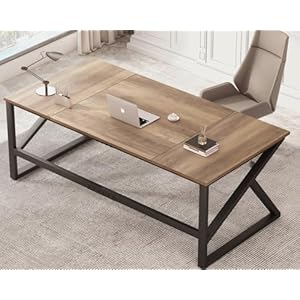 IBF Large Computer Desk, Rustic 70 Inch Long Home Office Metal Wood Desk, Industrial Big 2 Person Table for Executive Writing Study Gaming Workstation, Farmhouse Bedroom PC Laptop Double Desk IBF Large Computer Desk Rustic 70 Inch Long Home Office Metal Wood Desk Industrial Big 2 Person Table for Executive Writing Study Gaming Workstation Farmhouse Bedroom PC Laptop Double Desk