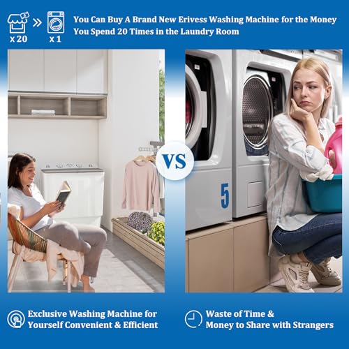 22 lbs Compact Mini Twin Tub Washing Machine with Drying Rack&10 Hangers, 13 lbs Washer Mini Compact Laundry Machine and 9 lbs Spinner, Handy and Environment friendly for Dorms, Residence - Image 5