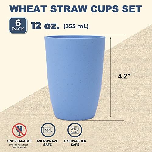 Wheatstrawcups6pcsgoodalternativetoplasticreusablecups12ozunbreakabledrinkingcupreusabledishwashersafewaterplasticglasseswith6colors Urban Country Home Decor Wheat straw cups 6 pcs good alternative to plastic reusable cups 12 oz unbreakable drinking cup reusable dishwasher safe water plastic glasses with 6 colors urban country home decor