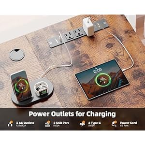 ODK 71 Inch Large Executive Computer Desk with Power Outlet, Thickened Wooden Office Desk, Modern Workstation Table, Long Writing Desk for Home Office, Business Furniture, Vintage ODK 71 Inch Large Executive Computer Desk with Power Outlet Thickened Wooden Office Desk Modern Workstation Table Long Writing Desk for Home Office Business Furniture Vintage