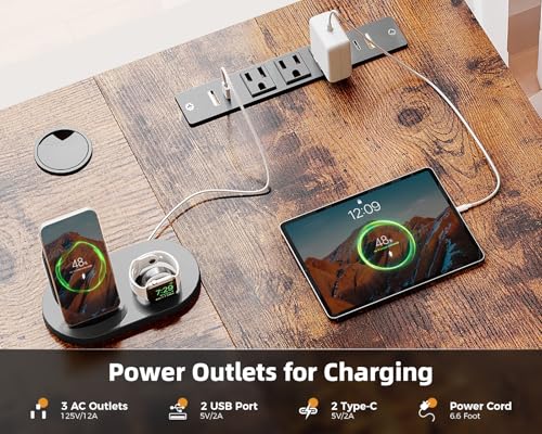 ODK-71-Inch-Large-Executive-Computer-Desk-with-Power-Outlet-Thickened-Wooden-Office-Desk-Modern-Workstation-Table-Long-Writing-Desk-for-Home-Office-Business-Furniture-Vintage ODK 71 Inch Large Executive Computer Desk with Power Outlet Thickened Wooden Office Desk Modern Workstation Table Long Writing Desk for Home Office Business Furniture Vintage