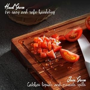 XL Acacia Wood Cutting Board (20x15x1.5in) and Wooden Butcher Block, Chopping Board-Reversible Multipurpose For Meat, Cheese Board, Vegetables, Bread with Juice Groove, Cracker Holder & Inner Handles XL Acacia Wood Cutting Board 20x15x15in and Wooden Butcher Block Chopping Board Reversible Multipurpose For Meat Cheese Board Vegetables Bread with Juice Groove Cracker Holder Inner Handles