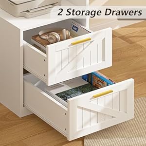 63 farmhouse l shaped executive desk with drawers storage shelf corner computer desk with power outlets l shaped office desk with monitor stand printer shelf white  urban country home decor