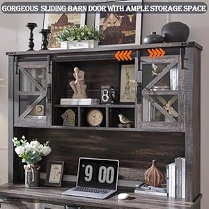 RedLemon 60" Farmhouse L Shaped Desk with Hutch, Wood Home Office Executive Desk with Drawer, Charging Station, File Drawer, Storage Cabinet, Rustic Writing Computer Desk (Dark Rustic Oak) RedLemon 60 Farmhouse L Shaped Desk with Hutch Wood Home Office Executive Desk with Drawer Charging Station File Drawer Storage Cabinet Rustic Writing Computer Desk Dark Rustic Oak