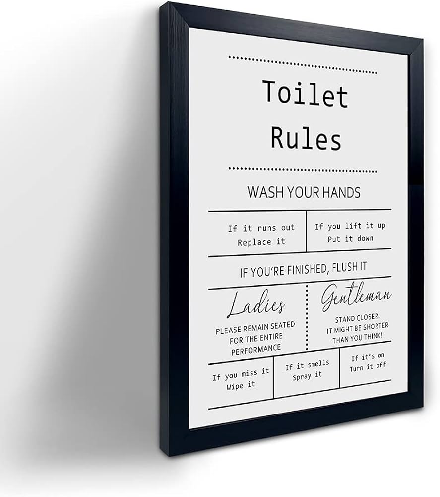 Toilet Rules Quotes Bathroom Sign - Funny Bathroom Decor Bathroom Signs, Funny Bathroom Wall Art, Bathroom Decor Signs, Funny Bathroom Signs, Toilet Art, Guest Bathroom Wall Decor