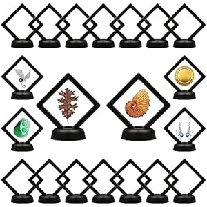 20PCS 3D Floating Display Case,2.75″ Black Coins Display Frame Transparent PE Jewelry Storage Box Challenge Coin Display for Antique Challenge Coins,Medallion Shells Gems Rocks Pins (20PCS)