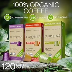 Organic USDA Bestpresso Coffee Aluminum Espresso Pods For Nespresso Original Machine 120 Pack (Variety Pack) Organic USDA Bestpresso Coffee Aluminum Espresso Pods For Nespresso Original Machine 120 Pack Variety Pack