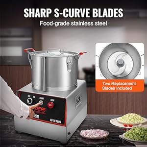 VEVOR Food Processor & Vegetable Chopper, 7 Quart Bowl, 750W Food-Grade Stainless Steel Food Processor Chopper with 2 Extra S-Curve Blades, Multifunctional for Chopping Vegetables, Meat, Grains, Nuts VEVOR Food Processor Vegetable Chopper 7 Quart Bowl 750W Food Grade Stainless Steel Food Processor Chopper with 2 Extra S Curve Blades Multifunctional for Chopping Vegetables Meat Grains Nuts