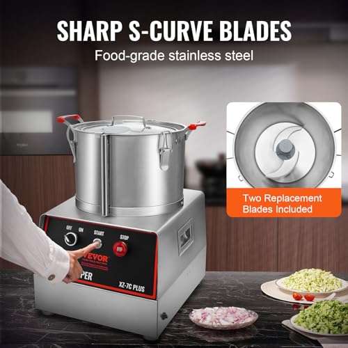 VEVOR-Food-Processor-Vegetable-Chopper-7-Quart-Bowl-750W-Food-Grade-Stainless-Steel-Food-Processor-Chopper-with-2-Extra-S-Curve-Blades-Multifunctional-for-Chopping-Vegetables-Meat-Grains-Nuts VEVOR Food Processor Vegetable Chopper 7 Quart Bowl 750W Food Grade Stainless Steel Food Processor Chopper with 2 Extra S Curve Blades Multifunctional for Chopping Vegetables Meat Grains Nuts