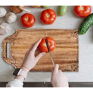 Mango wood hand carved chopping serving tray for kitchen dining table and outdoor size 165x9x095 inch  urban country home decor