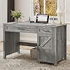 Farmhouse 47 Executive Desk Computer Desk with Drawers and Storage Cabinet Workstation Computer Desk for Home Office and StudyGrey