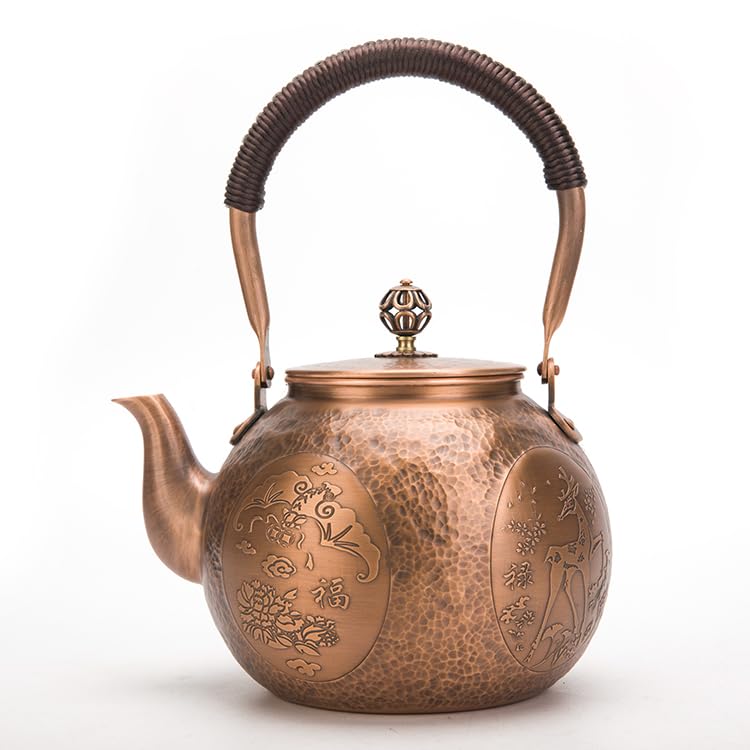 Kunwu-Handmade-Round-Small-Hammer-Copper-Teapot-Kettle-Stovetop-Teapot-15mm-Thick-Pure-Copper-Handmade-1200-ml-171bl Kunwu Handmade Round Small Hammer Copper Teapot Kettle Stovetop Teapot 15mm Thick Pure Copper Handmade 1200 ml 171bl