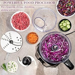 Moss Stone Food Processor 8 Cup Strong Vegetable Chopper for Dicing Chopping Mincing Puree 500 Watts Chopper With 2 Speeds Perfect Baby Food Processor Black