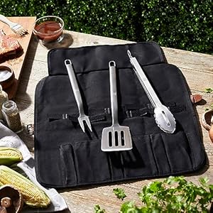   ZWILLING-BBQ-4-pc-Grill-Tool-Set-BBQ-accessories-Grilling-Gift-Set-Set-Includes-Grill-Spatula-Grill-Tongs-Grill-Fork-and-Chefs-Tool-Wrap-Stainless-Steel-Dishwasher-Safe