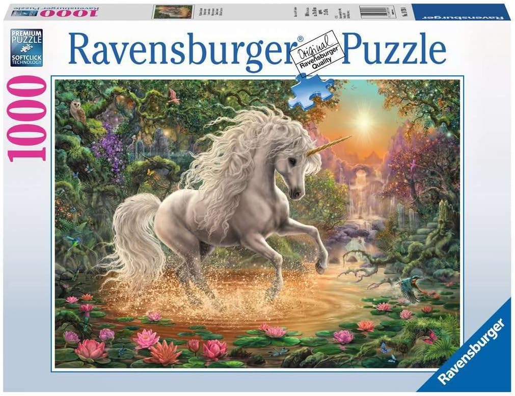 couverture de : Puzzle 1000 pi&egrave;ces mystique licorne