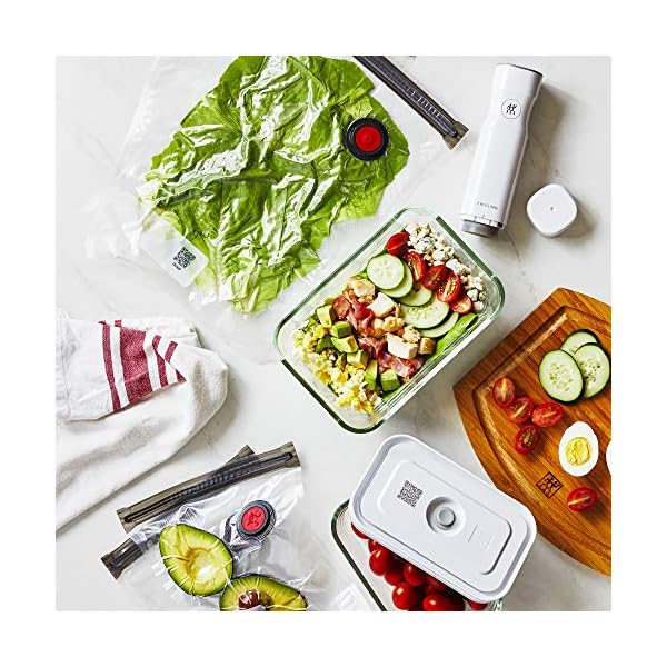 Zwilling fresh save 7 pc vacuum sealer machine starter set sous vide bags meal prep airtight food storage containers glass  urban country home decor