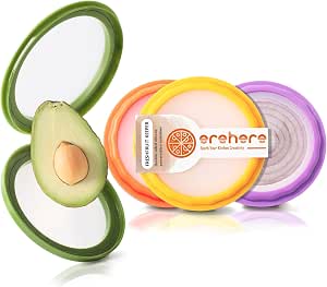 4-Piece Airtight Food Storage Containers Set – Avocado Saver, Onion Keeper, Silicone Kitchen Organizers for Fridge, Reusable & Leak-Proof to Lock in Freshness