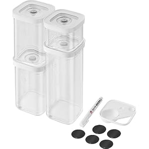 ZWILLING FRESH SAVE CUBE Set Size S 6 Piece Storage Set Includes 3x CUBE S Containers Measuring Spoon and NFC Labels