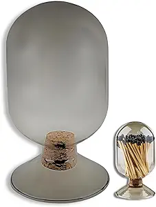Winecraft Empty 8oz Glass Cloche Jar | Holds Cotton Swabs, Toothpicks, Etc. | Decorative Upside Down Match Clotch Holder for Candle Display (Gray)