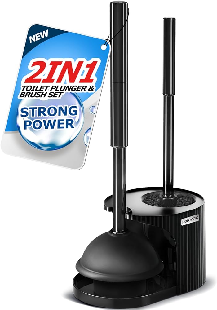 2 in 1 Toilet Plunger and Brush Set，Extended Handle Plunger，Toilet Bowl Brush Plunger Set,Bathroom Cleaning Tools ，Toilet Brush Plunger Combo，Cleaning Brush，Bathroom Cleaning Supplies