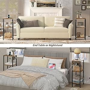   Tall-End-Table-with-Charging-Station-3-Tier-Narrow-Tall-Nightstand-with-Storage-Slim-Side-Table-with-USB-Ports-and-Outlets-for-Bedroom-Living-Room-Office-Rustic-Brown-and-Black