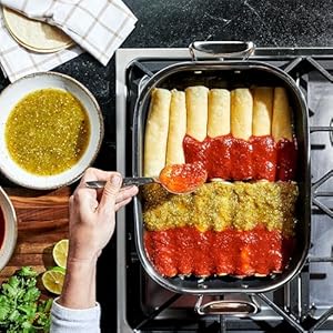 HexClad Hybrid Nonstick Small Roasting Pan with Rack, Dishwasher-Friendly, Oven-Safe Up to 900°F, Compatible with All Cooktops HexClad Hybrid Nonstick Small Roasting Pan with Rack Dishwasher Friendly Oven Safe Up to 900F Compatible with All Cooktops