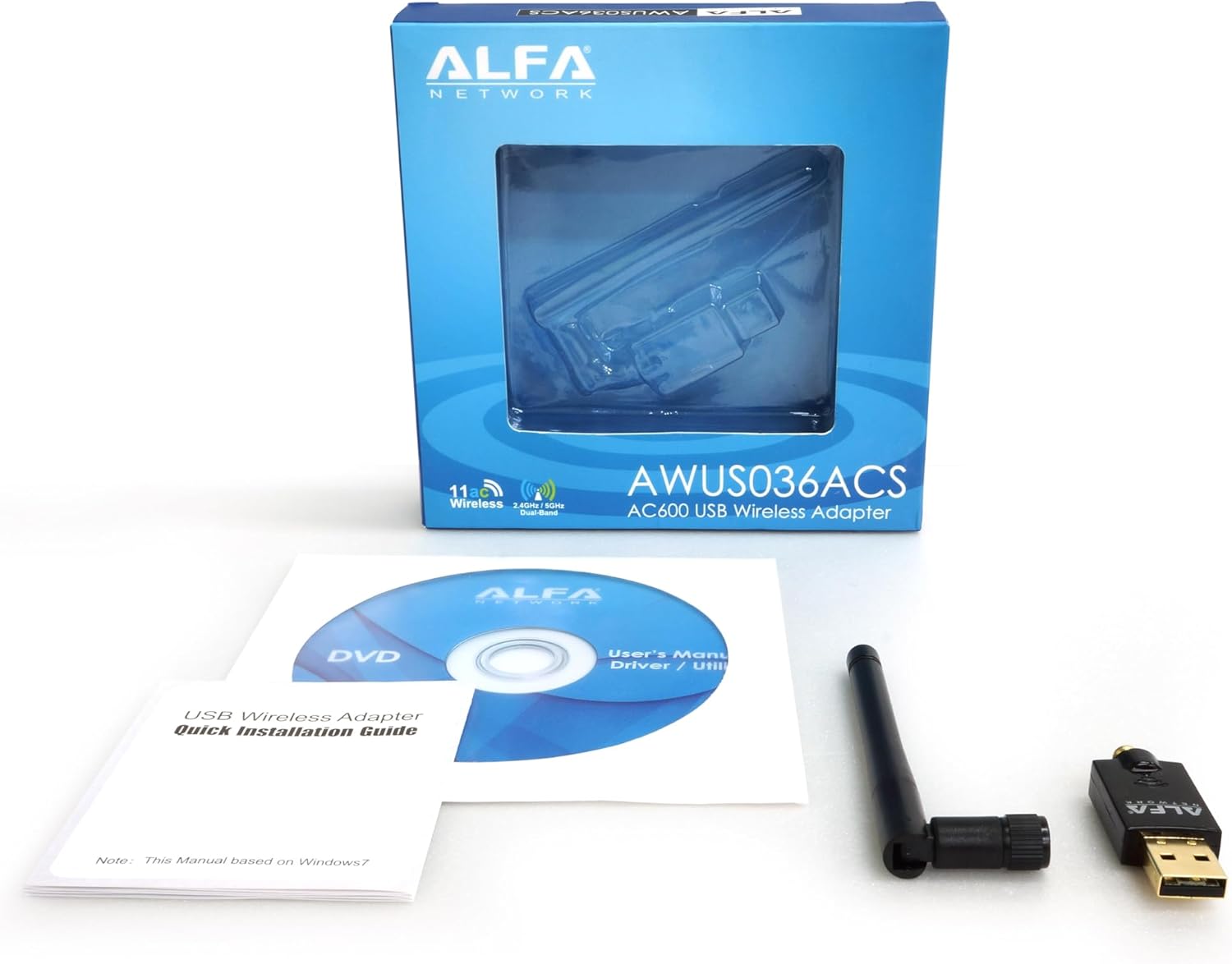ALFA Network AWUS036ACS Wide-Coverage Dual-Band AC600 USB Wireless Wi-Fi Adapter