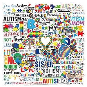 50 Pack Pcs Autism Awareness Stickers for Teens Adults Kids Aesthetic Small Decals,for Water Bottles Waterproof Vinyl Luggage Laptop Phone Case Cars Inspirational Sticker Packs