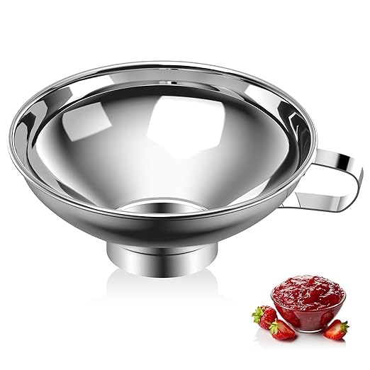 Canning Funnel for Kitchen Use, Wide Mouth Stainless Steel Funnel for Wide and Regular Mouth Mason Jar, Food Grade Metal Funnel for Filling Bottle, Large Funnel for All Liquid and Solid