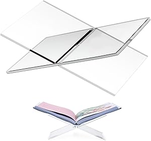 Acrylic Book Stand Holder - Coffee Table Book Stand,Open Acrylic Book Display Stand,Cookbook Acrylic Book Holder,Magazines Clear Book Holder,Reading Stand for Open Book Magazines, Textbooks
