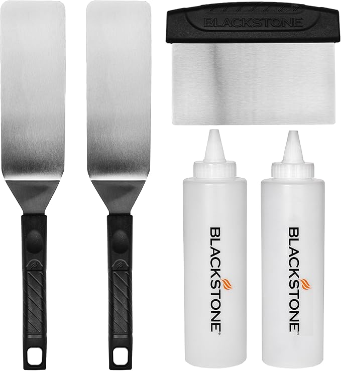 Blackstone 1542 5-Piece Professional Griddle Accessory Toolkit with 2 Squeeze Bottles, 2 Spatulas, and 1 Scraper