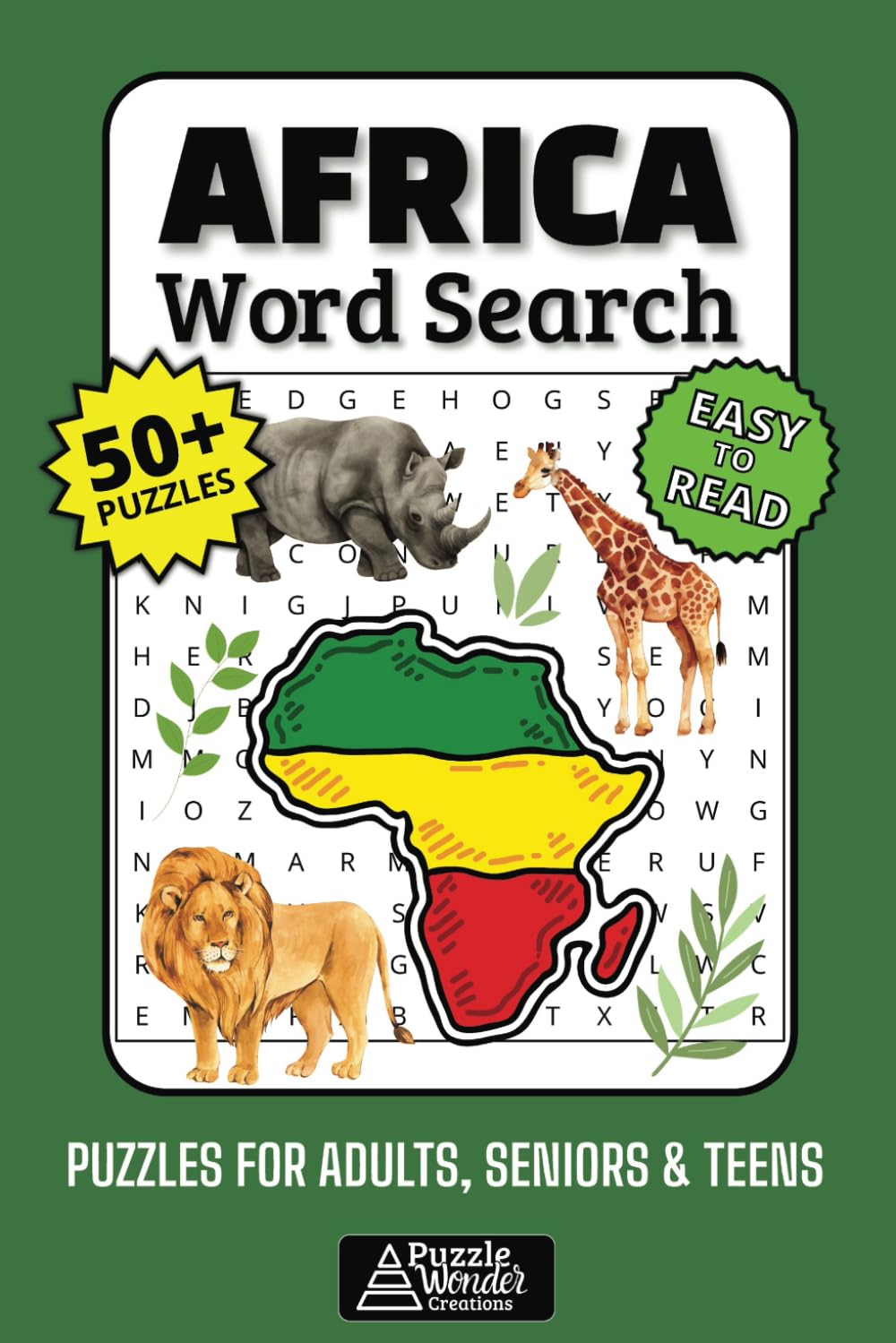 Africa Word Search Puzzle Book: 50+ Fun & Easy-to-Read Puzzles Featuring African Wildlife, Countries, Culture, Landmarks & Traditions for Adults, Seniors and Teens