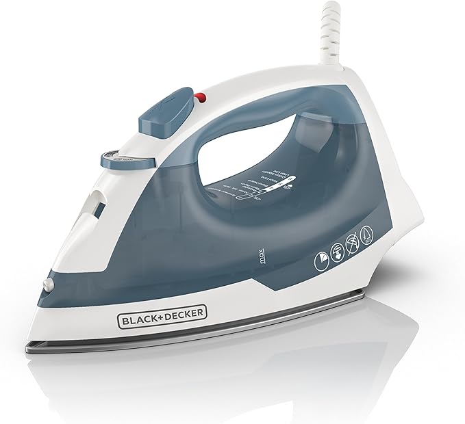 BLACK+DECKER Easy Steam Compact Iron for Clothes, Automatic Shutoff, Nonstick Plate, Light Weight, 1200 Watts