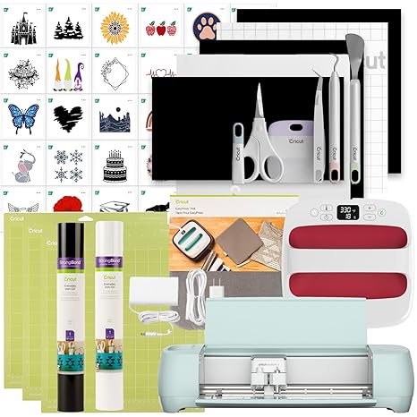 Cricut Explore 3 & Digital Content Library Bundle - Includes 30 images in Design Space App - 2X Faster DIY Cutting Machine for all Crafts, Cuts 100+ Materials Blue