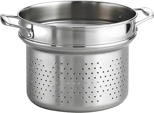 Tramontina Stainless Steel Pasta Strainer Insert for Pot, Basket compatible with 8-Quart Stock Pot