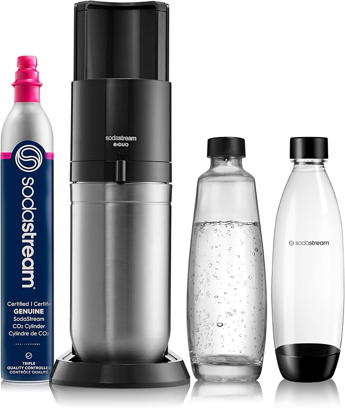 SodaStream E-Duo Sparkling Water Maker (Black) with CO2 and Carbonating Bottle