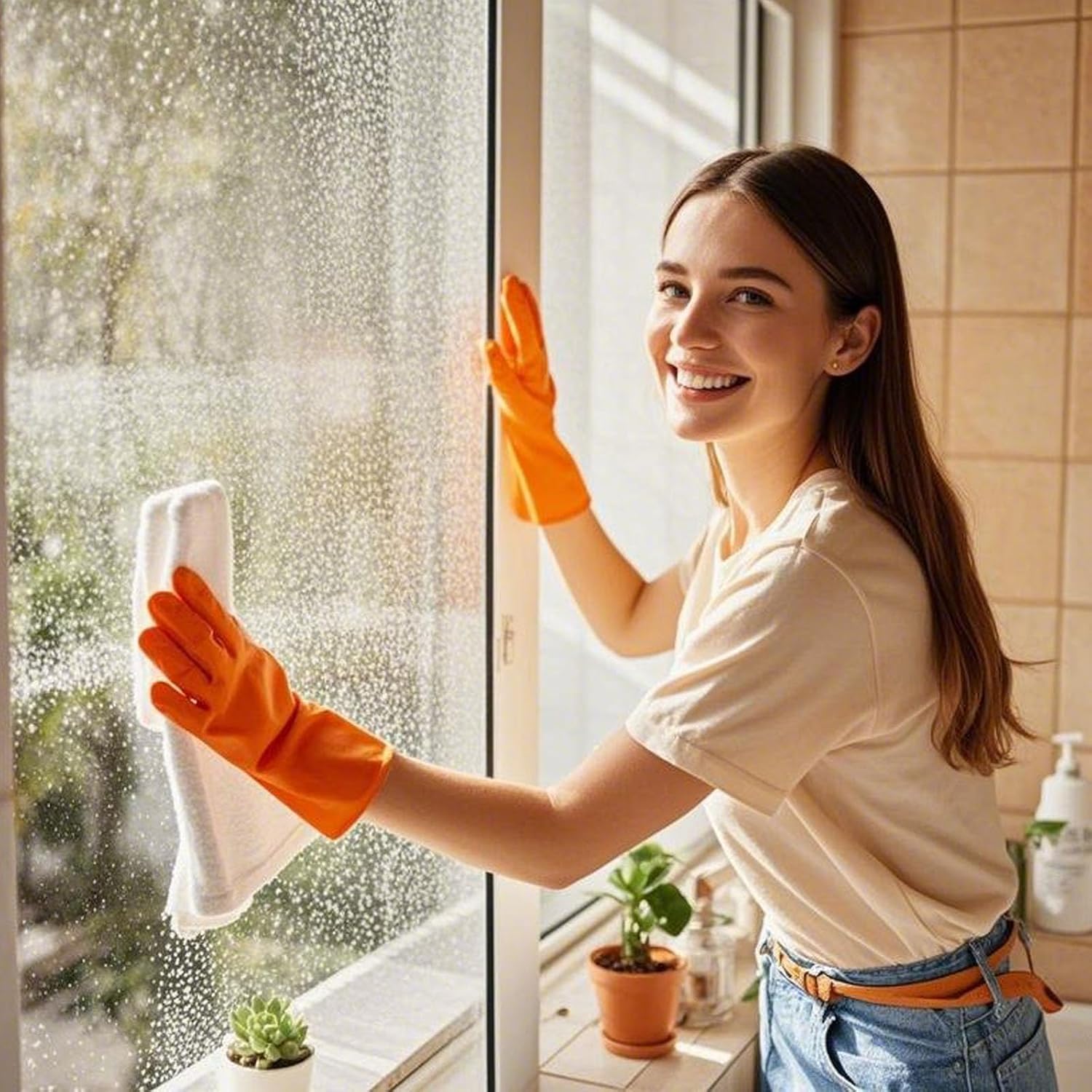 3 Pairs Reusable Nitrile Cleaning Gloves