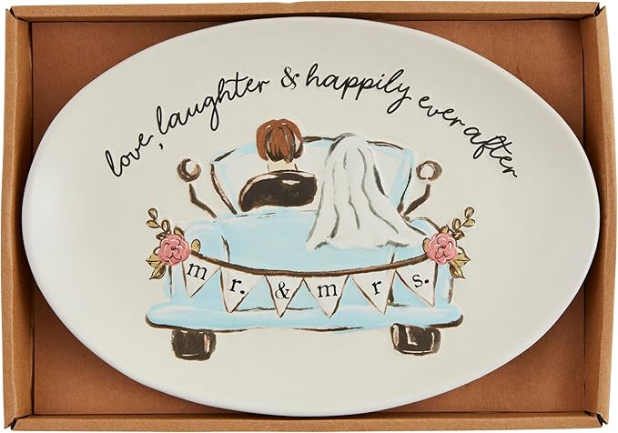 Mud Pie Wedding Box Sentiment 7" x 10" PLATES, White