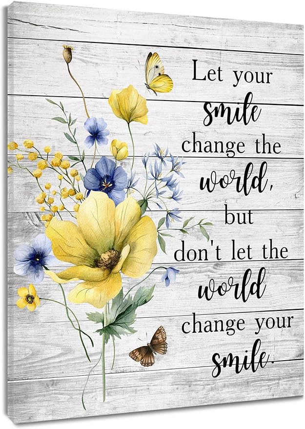 Floral Wall Art Fall Flower Butterfly Canvas Wall Art