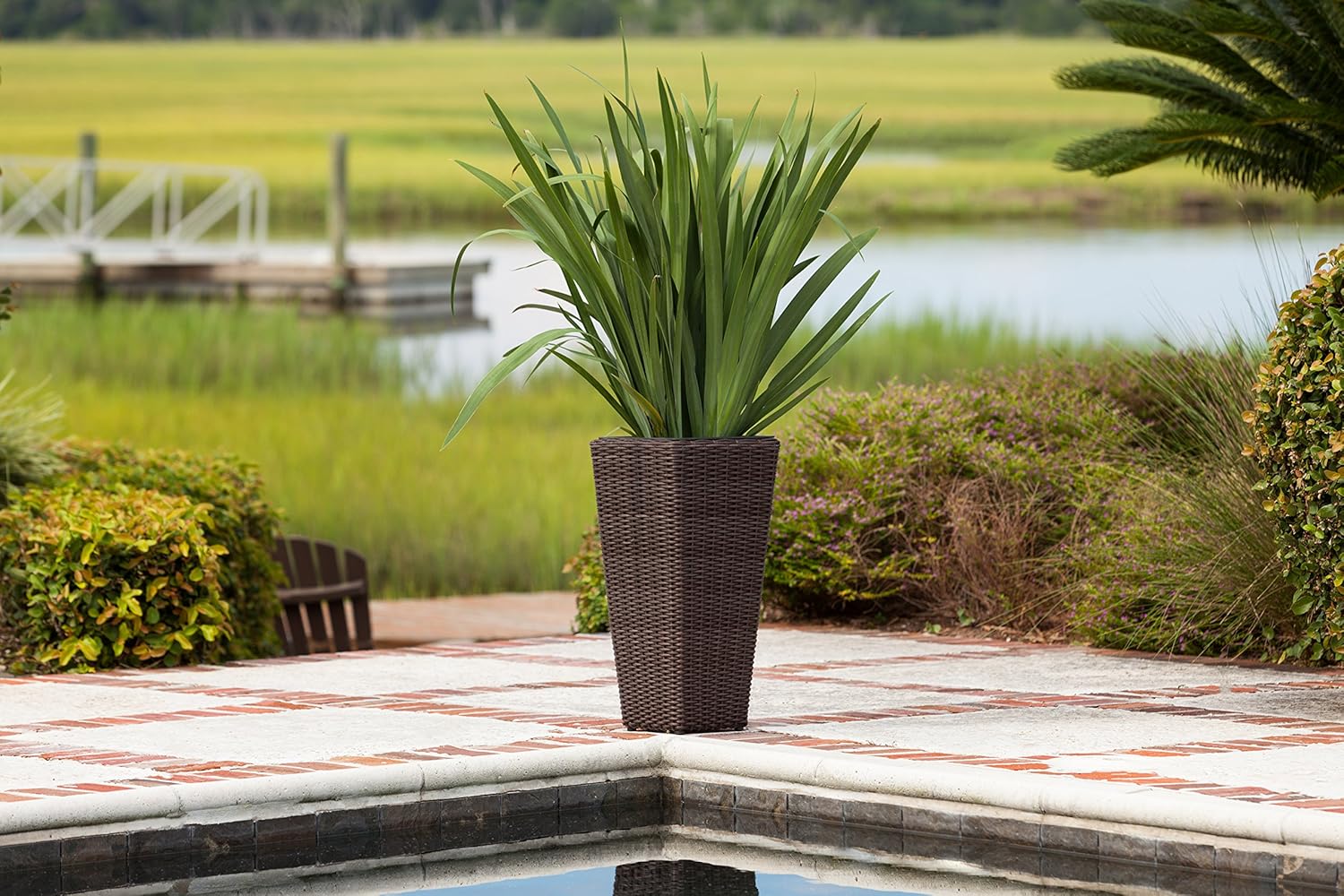 Patio Sense Alto Wicker Planter Set - Mocha, Pack of 2