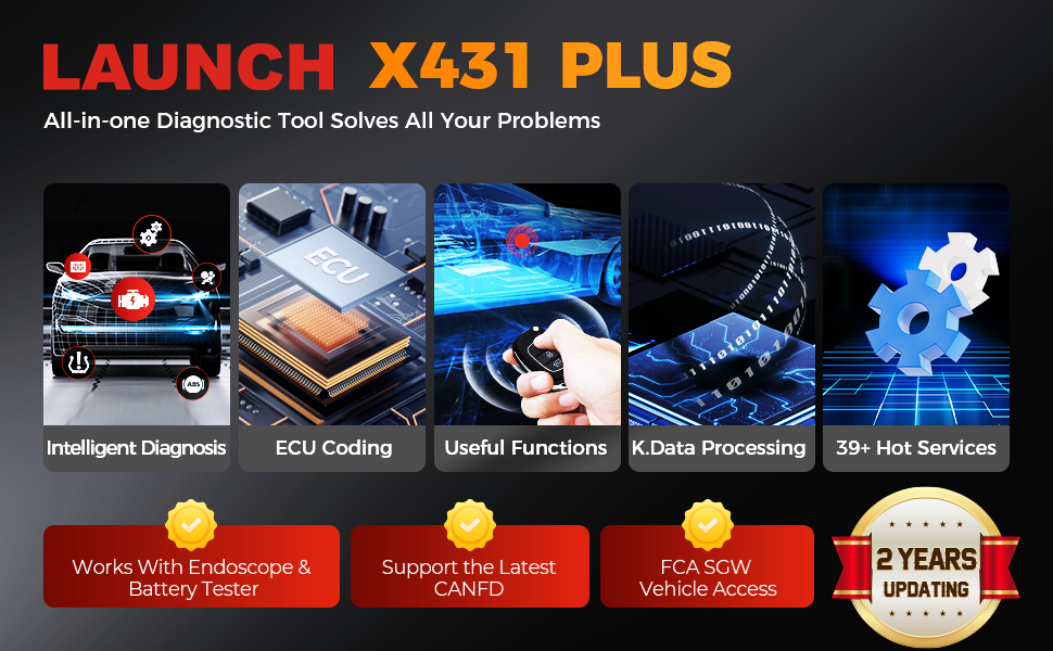 LAUNCH X431 Plus with PROG3 Tool, All-System Diagnostics, ECU Coding Scan Tool, 39+ Services