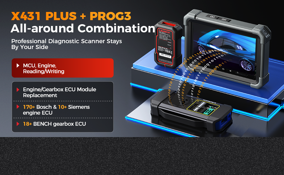 LAUNCH X431 Plus with PROG3 Tool, All-System Diagnostics, ECU Coding Scan Tool, 39+ Services