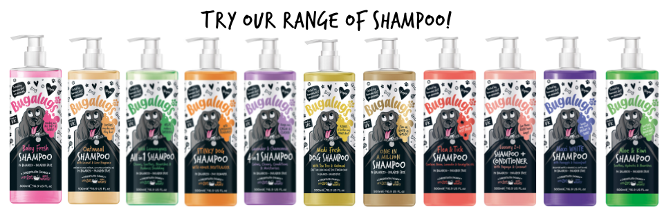 BUGALUGS Oatmeal & Aloe Vera Dog Shampoo dog grooming shampoo products for smelly dogs with fragrance Bugalugs Shampoo